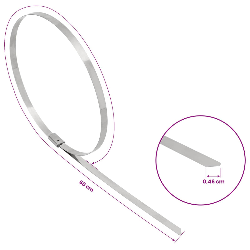vidaXL Związywacz kablowy 12 szt. 4,6 x 600 mm srebrny