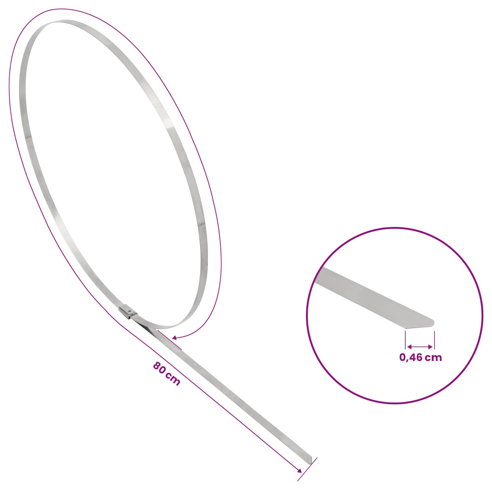 vidaXL Związywacz kablowy 12 szt. 4,6 x 800 mm srebrny