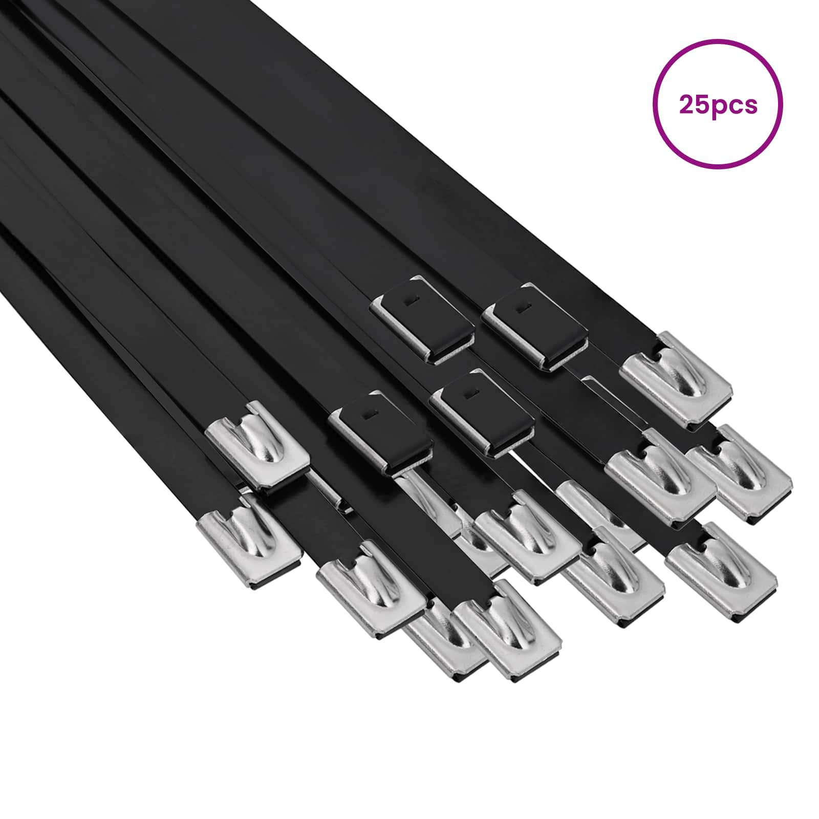 vidaXL Związywacz kablowy 25 szt. 7,9 x 200 mm Czarny