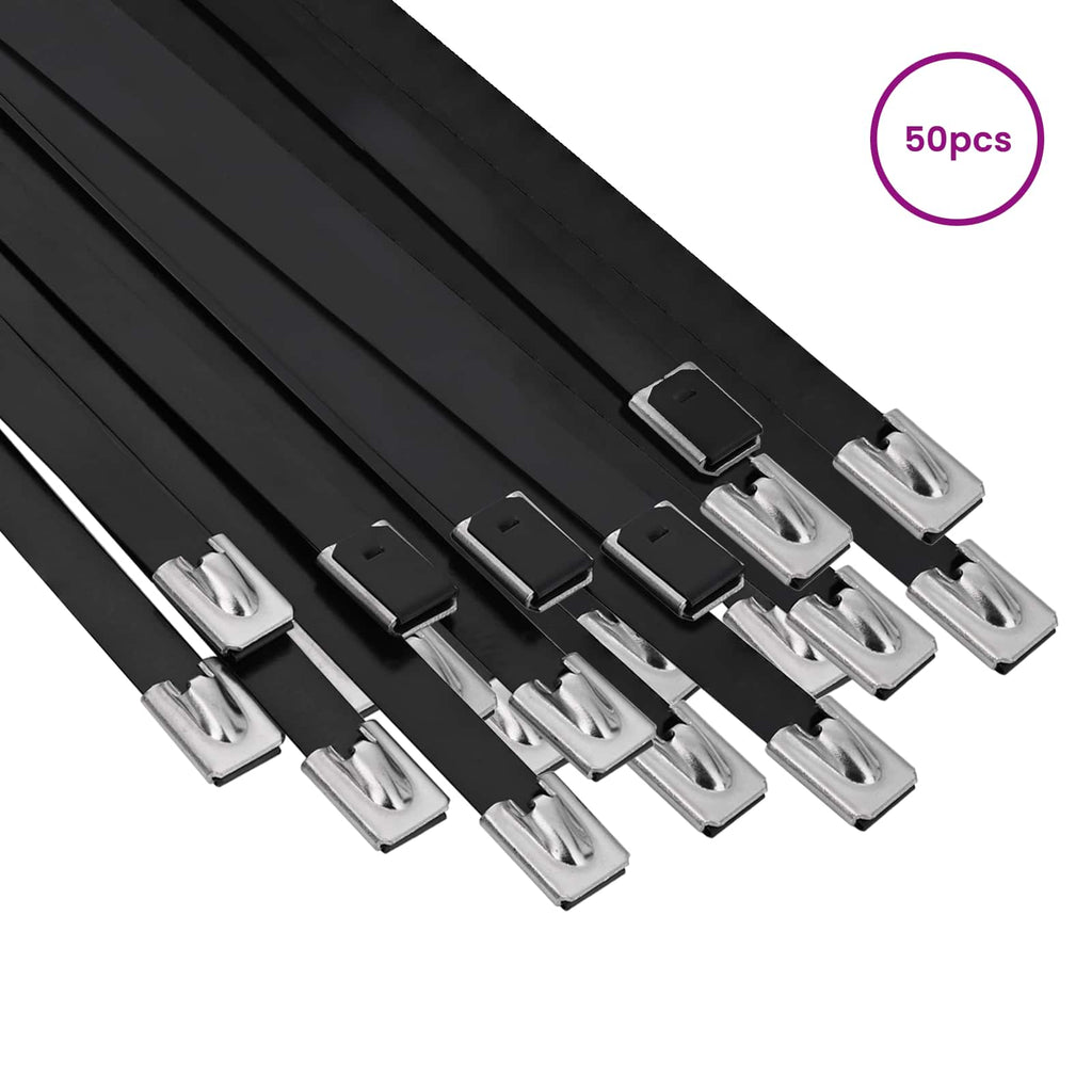 vidaXL Związywacz kablowy 50 szt. 7,9 x 600 mm Czarny