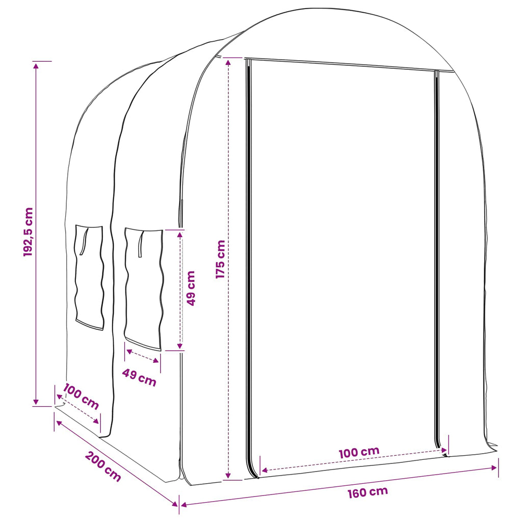 vidaXL Szklarnia z ramą 160 x 200 x 192,5 cm PVC przezroczysty