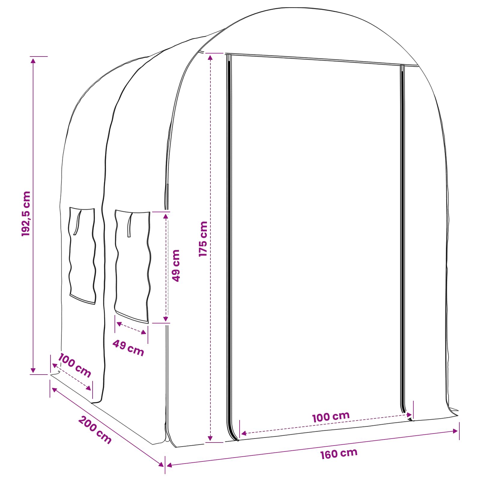 vidaXL Szklarnia z ramą 160 x 200 x 192,5 cm PVC przezroczysty
