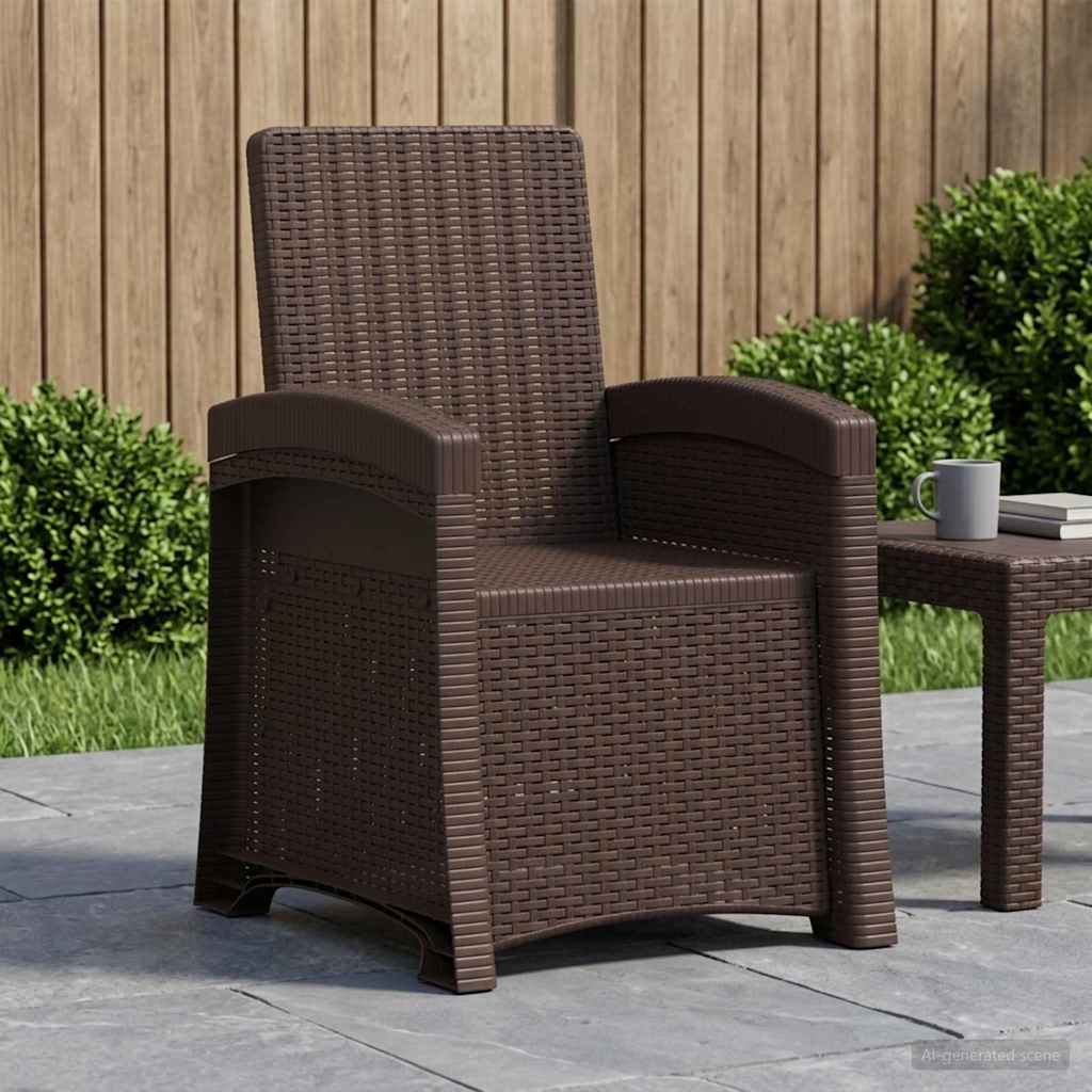 vidaXL Fotel ogrodowy z funkcją leżenia stylizowany na rattan brązowy