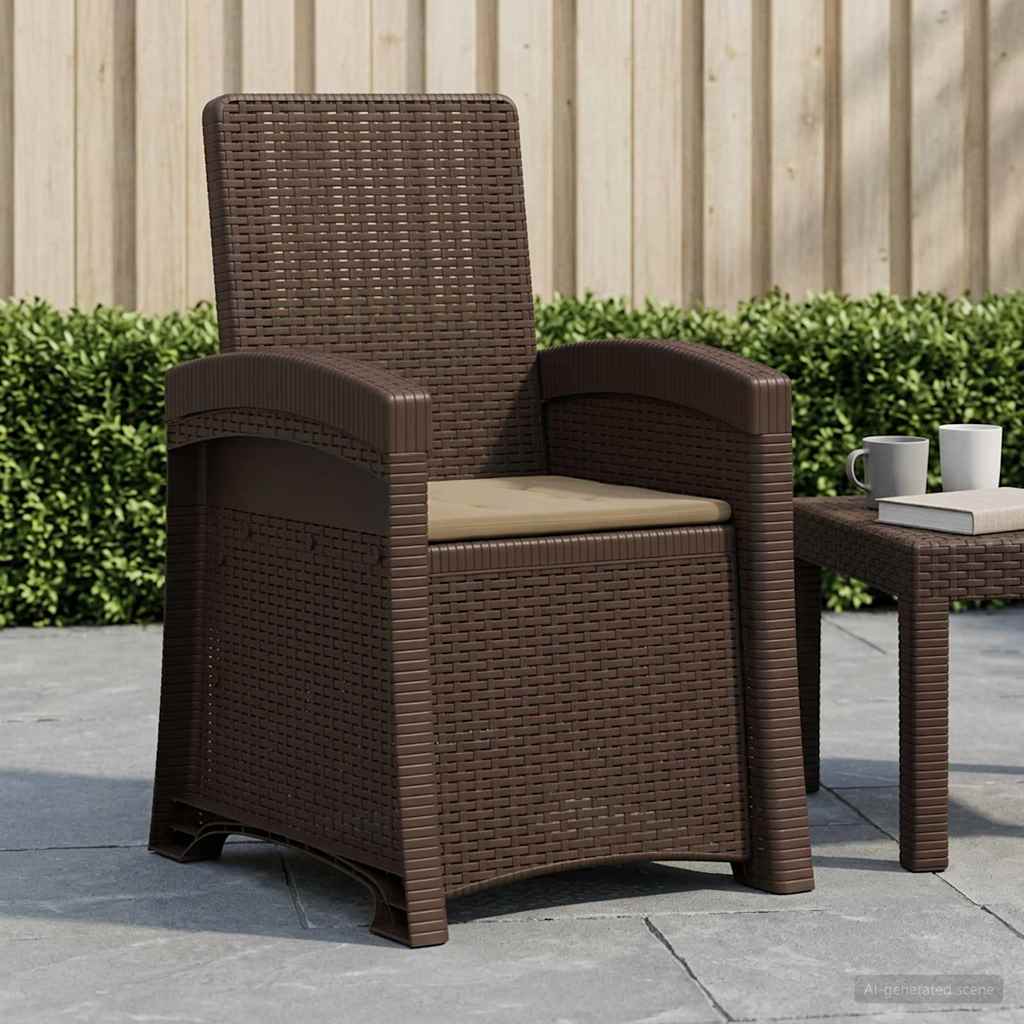 vidaXL Fotel ogrodowy z funkcją leżenia stylizowany na rattan PP