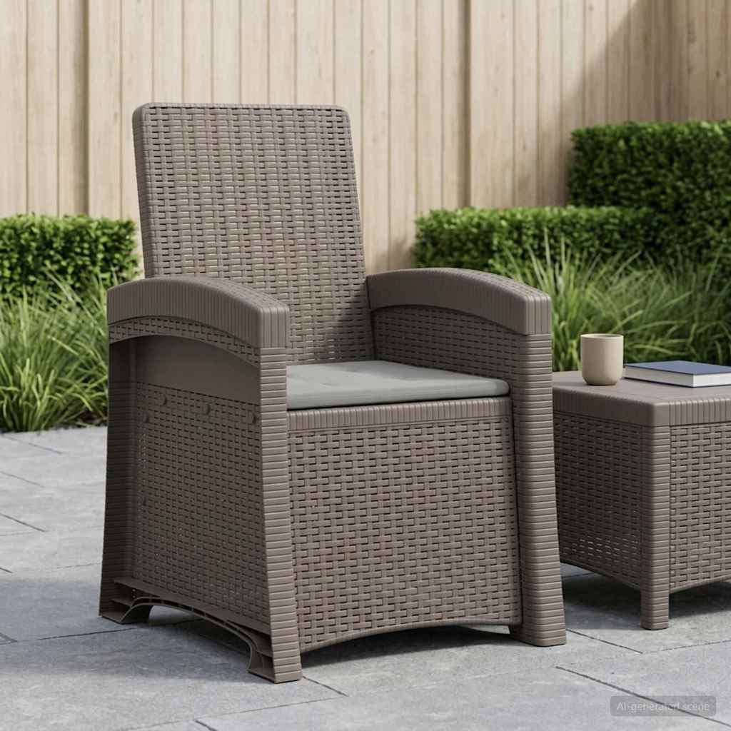 vidaXL Fotel ogrodowy z funkcją leżenia stylizowany na rattan PP