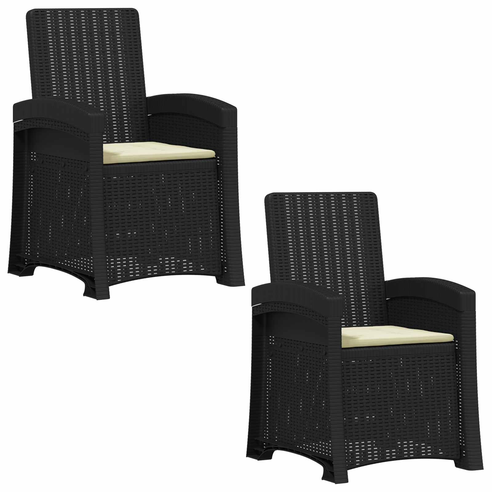 vidaXL Fotel ogrodowy z funkcją leżenia stylizowany na rattan 2 pcs PP