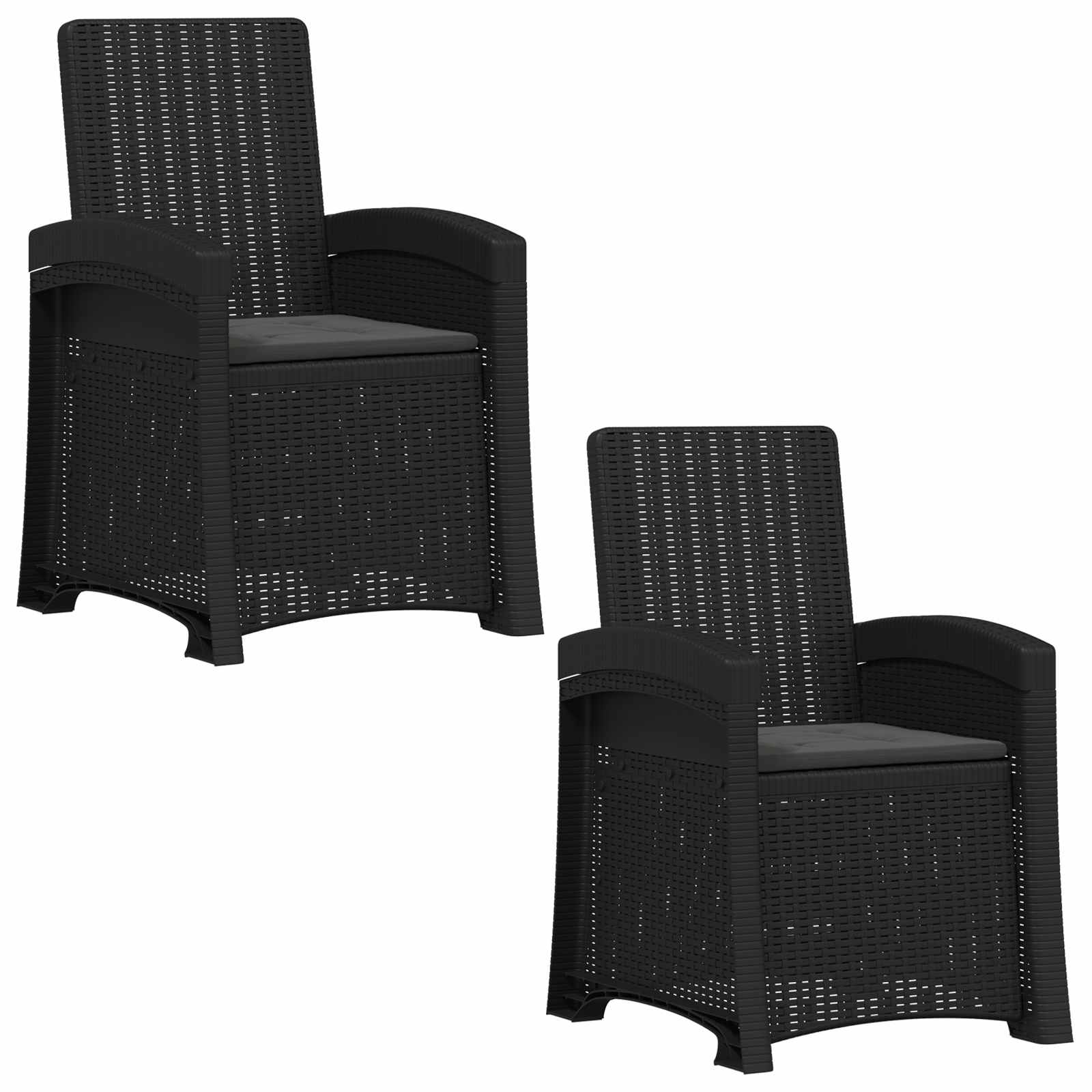vidaXL Fotel ogrodowy z funkcją leżenia stylizowany na rattan 2 pcs PP