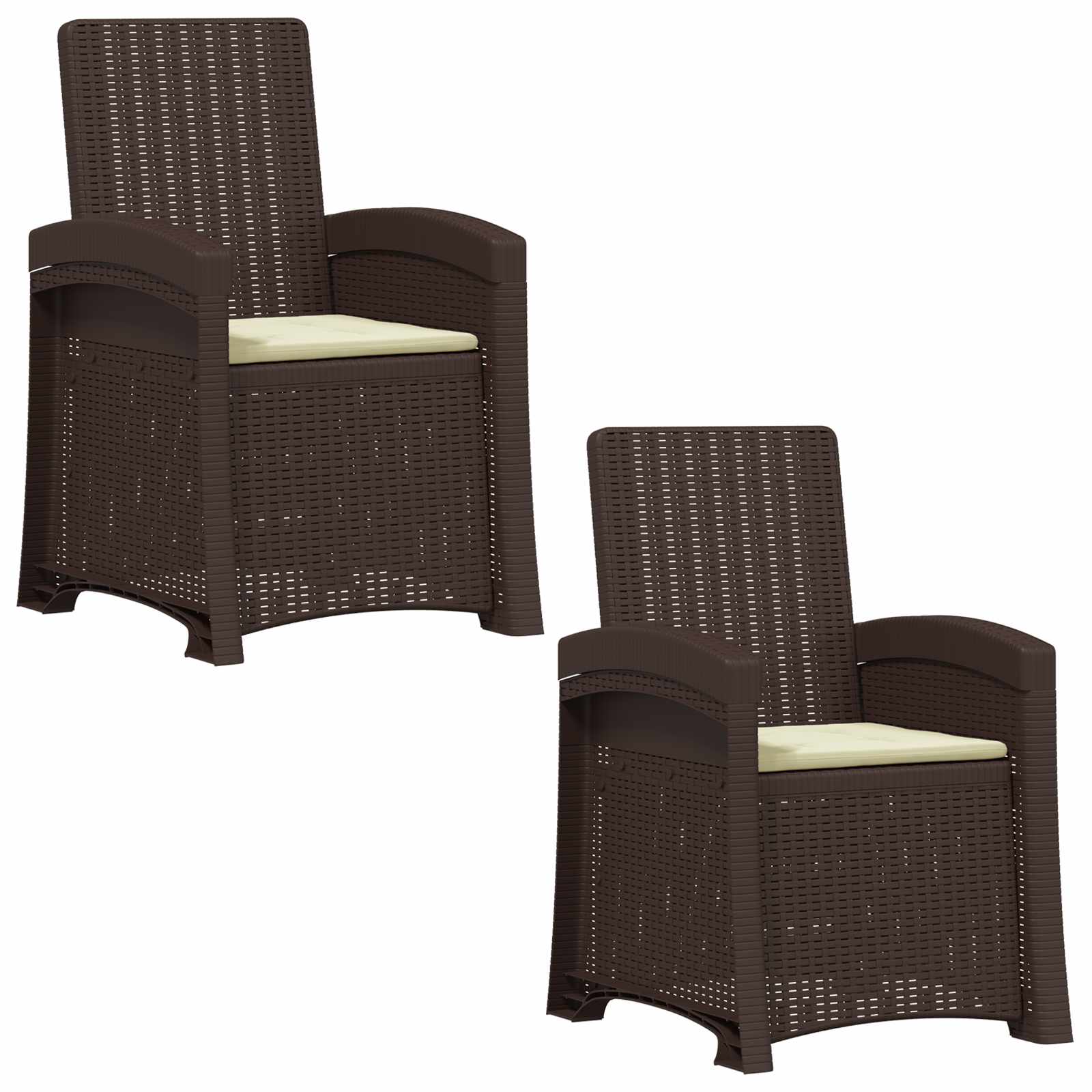 vidaXL Fotel ogrodowy z funkcją leżenia stylizowany na rattan 2 pcs PP