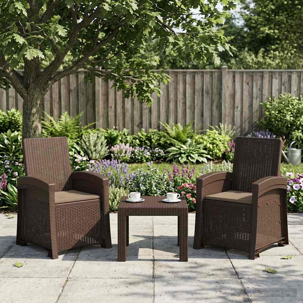 vidaXL Fotel ogrodowy z funkcją leżenia stylizowany na rattan 2 pcs PP