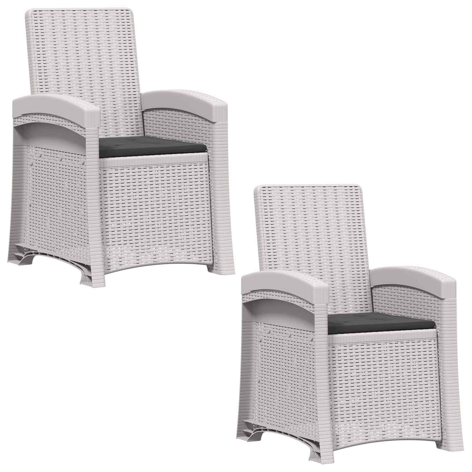 vidaXL Fotel ogrodowy z funkcją leżenia stylizowany na rattan 2 pcs PP