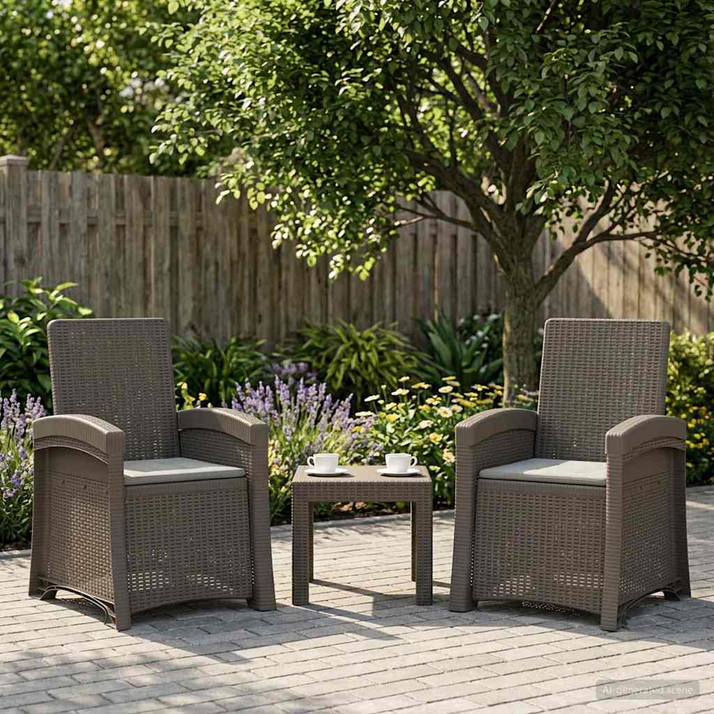 vidaXL Fotel ogrodowy z funkcją leżenia stylizowany na rattan 2 pcs PP
