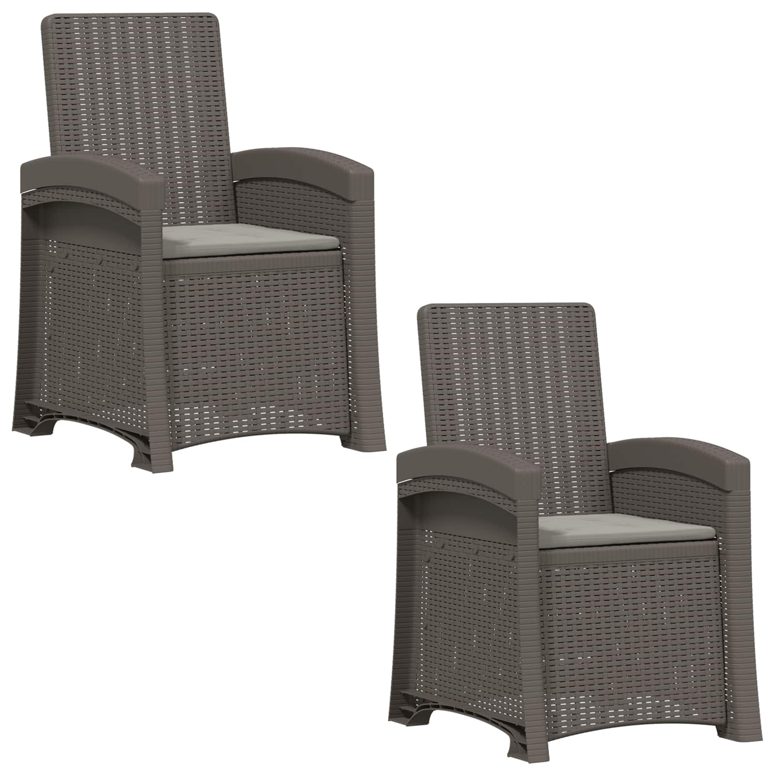 vidaXL Fotel ogrodowy z funkcją leżenia stylizowany na rattan 2 pcs PP