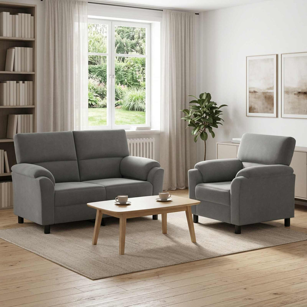 vidaXL Zestaw Sof 2 pcs ciemnoszary Welur