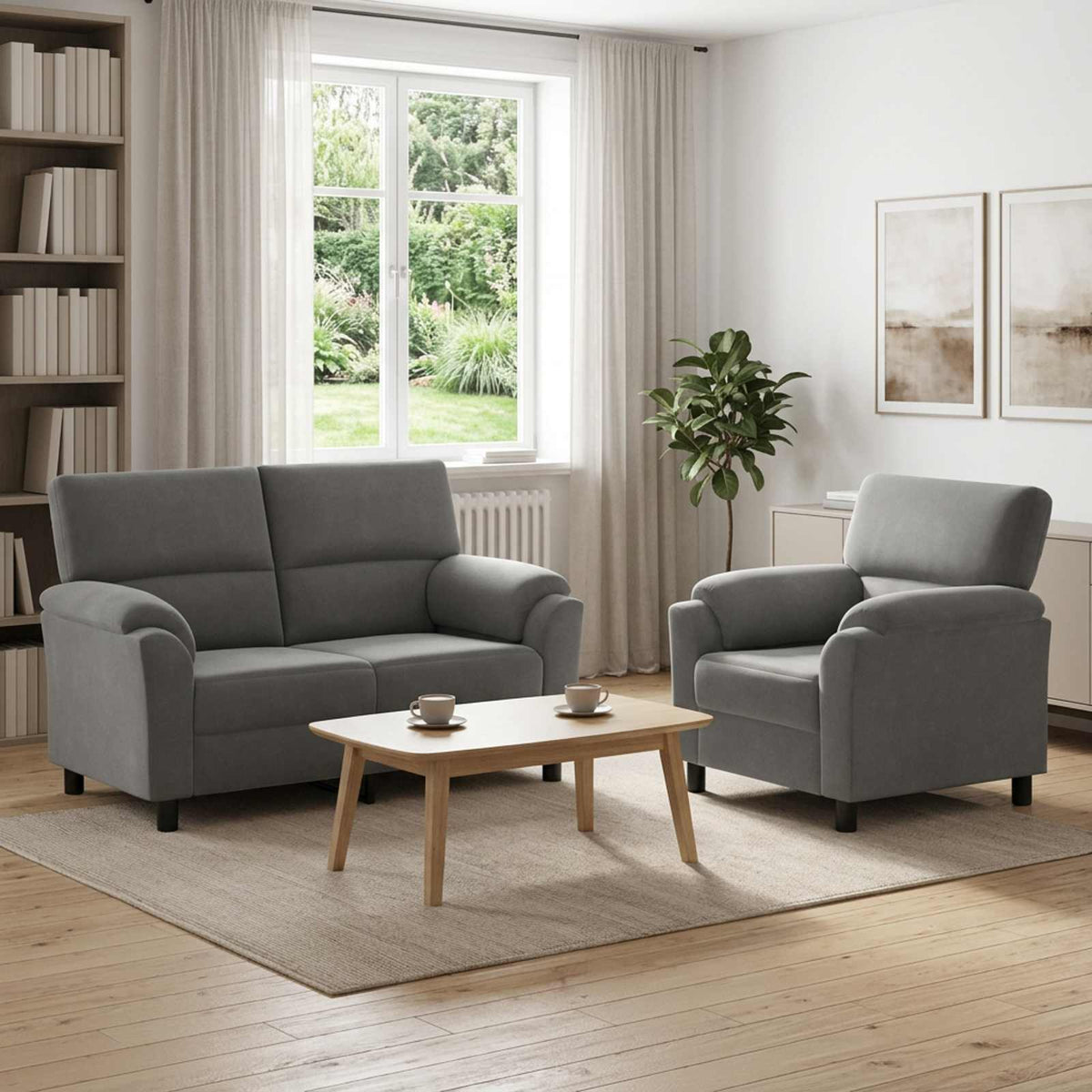 vidaXL Zestaw Sof 2 pcs ciemnoszary Welur