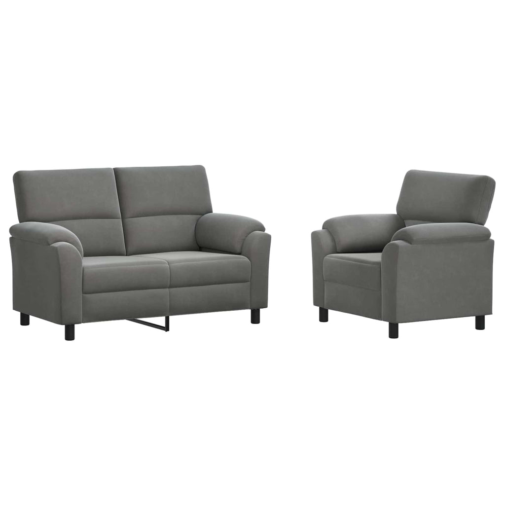 vidaXL Zestaw Sof 2 pcs ciemnoszary Welur