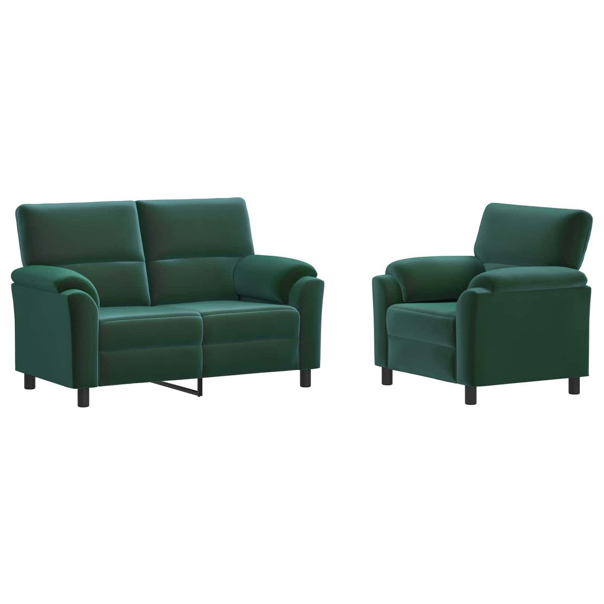 vidaXL Zestaw Sof 2 pcs Ciemnozielony Welur