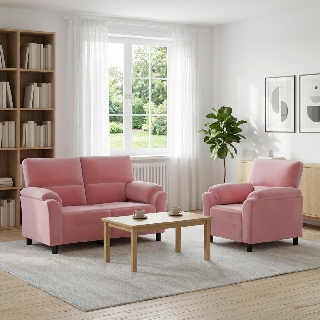 vidaXL Zestaw Sof 2 pcs różowy Welur