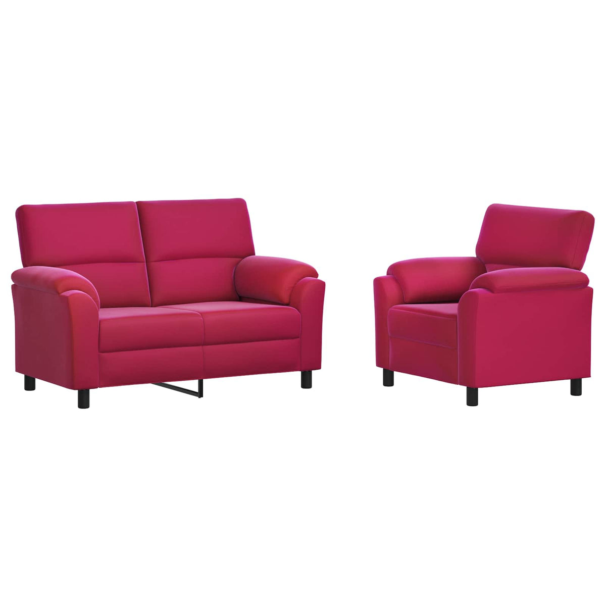 vidaXL Zestaw Sof 2 pcs Czerwone wino Welur