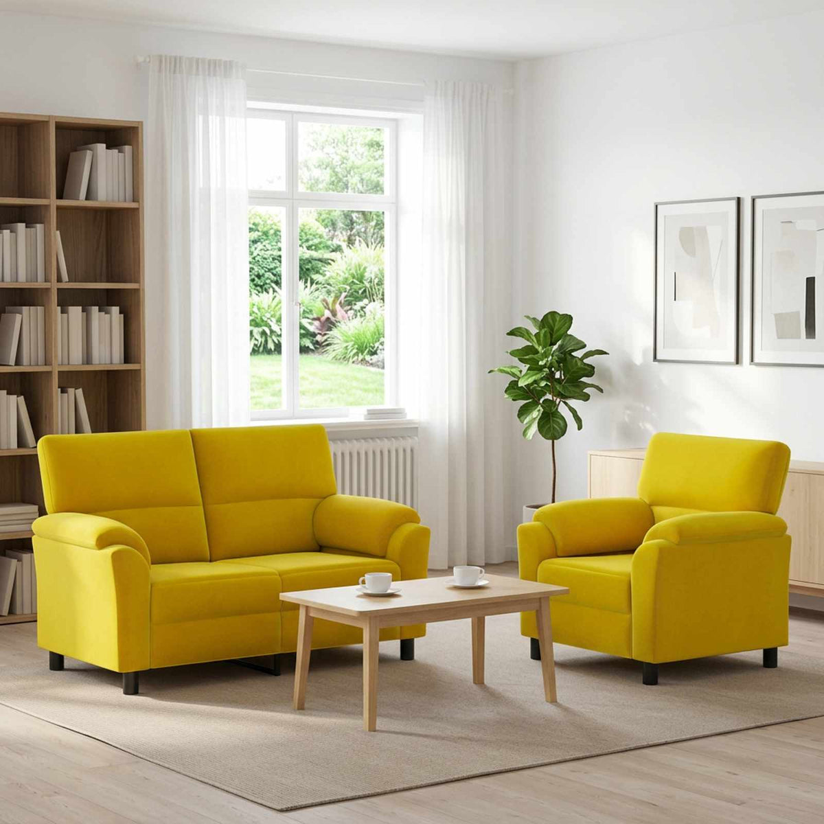 vidaXL Zestaw Sof 2 pcs żółty Welur