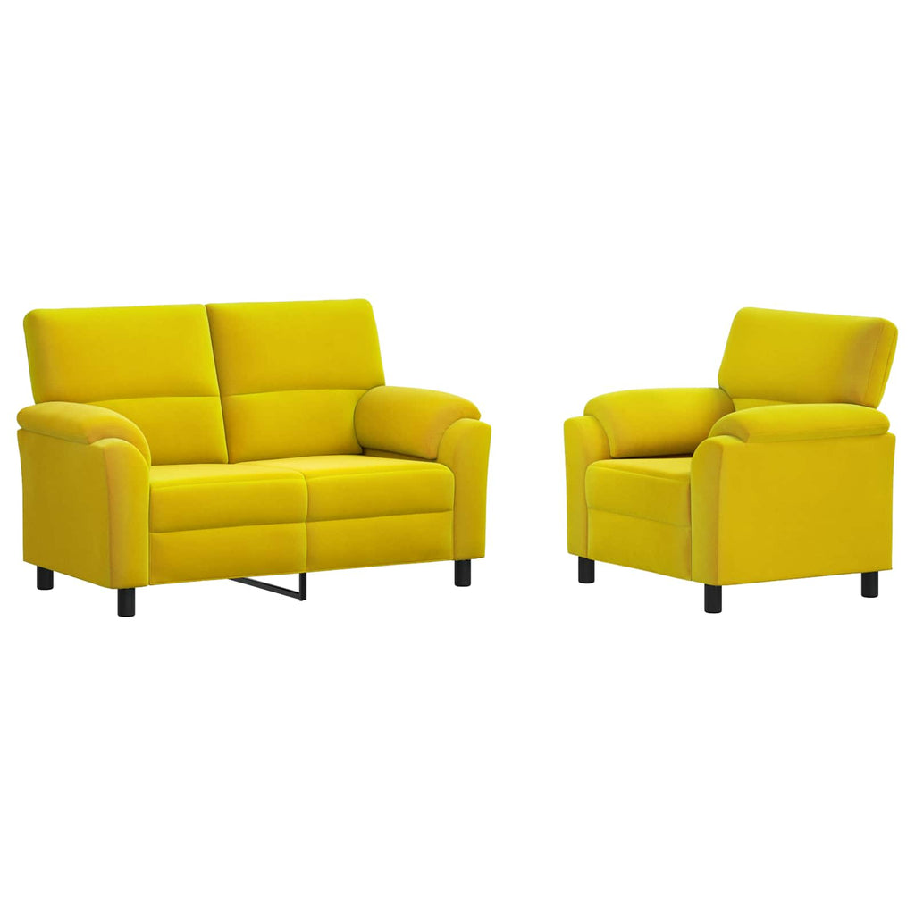 vidaXL Zestaw Sof 2 pcs żółty Welur