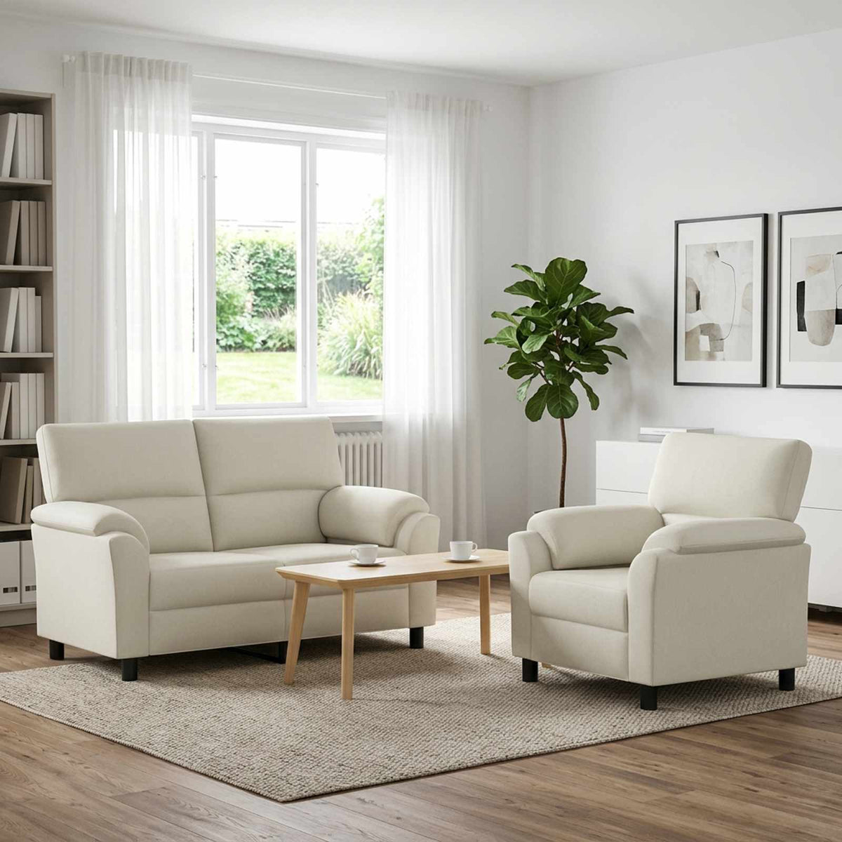 vidaXL Zestaw Sof 2 pcs kremowy Welur