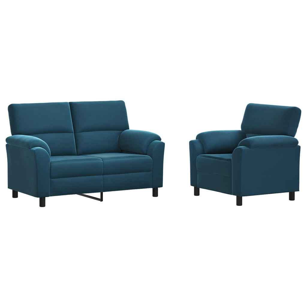 vidaXL Zestaw Sof 2 pcs niebieski Welur