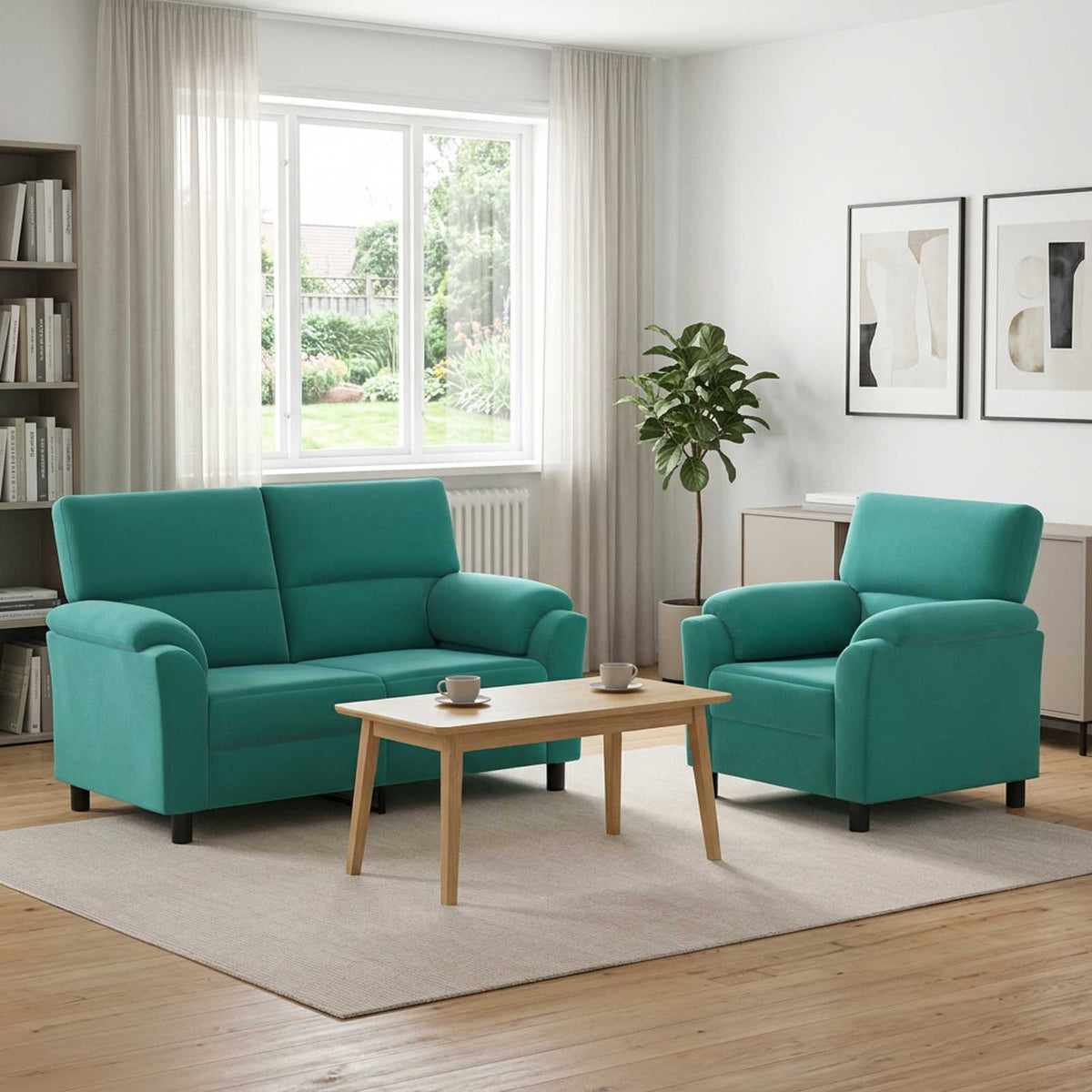 vidaXL Zestaw Sof 2 pcs Turkusowy Welur