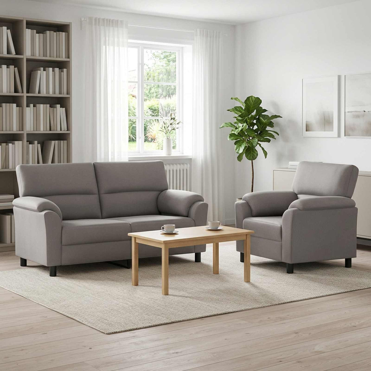 vidaXL Zestaw Sof 2 pcs jasnoszary Welur