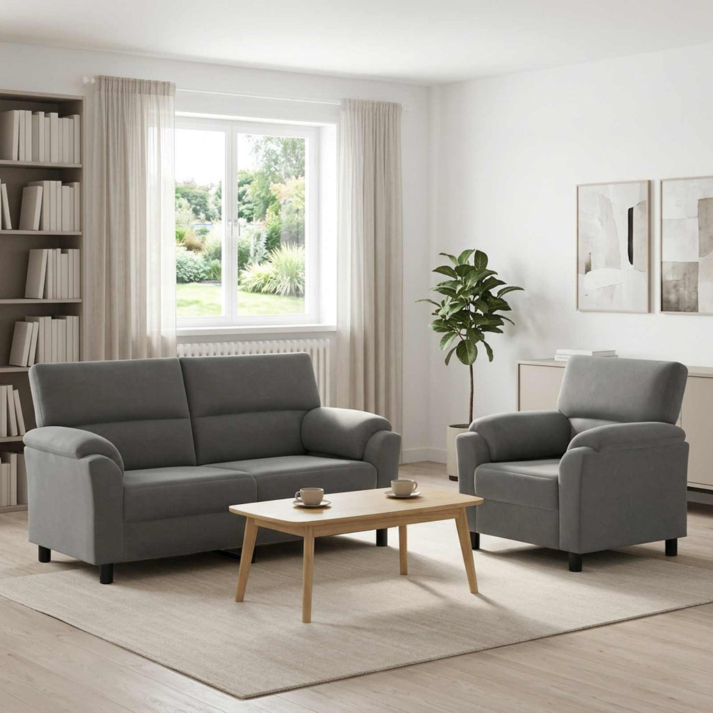 vidaXL Zestaw Sof 2 pcs ciemnoszary Welur