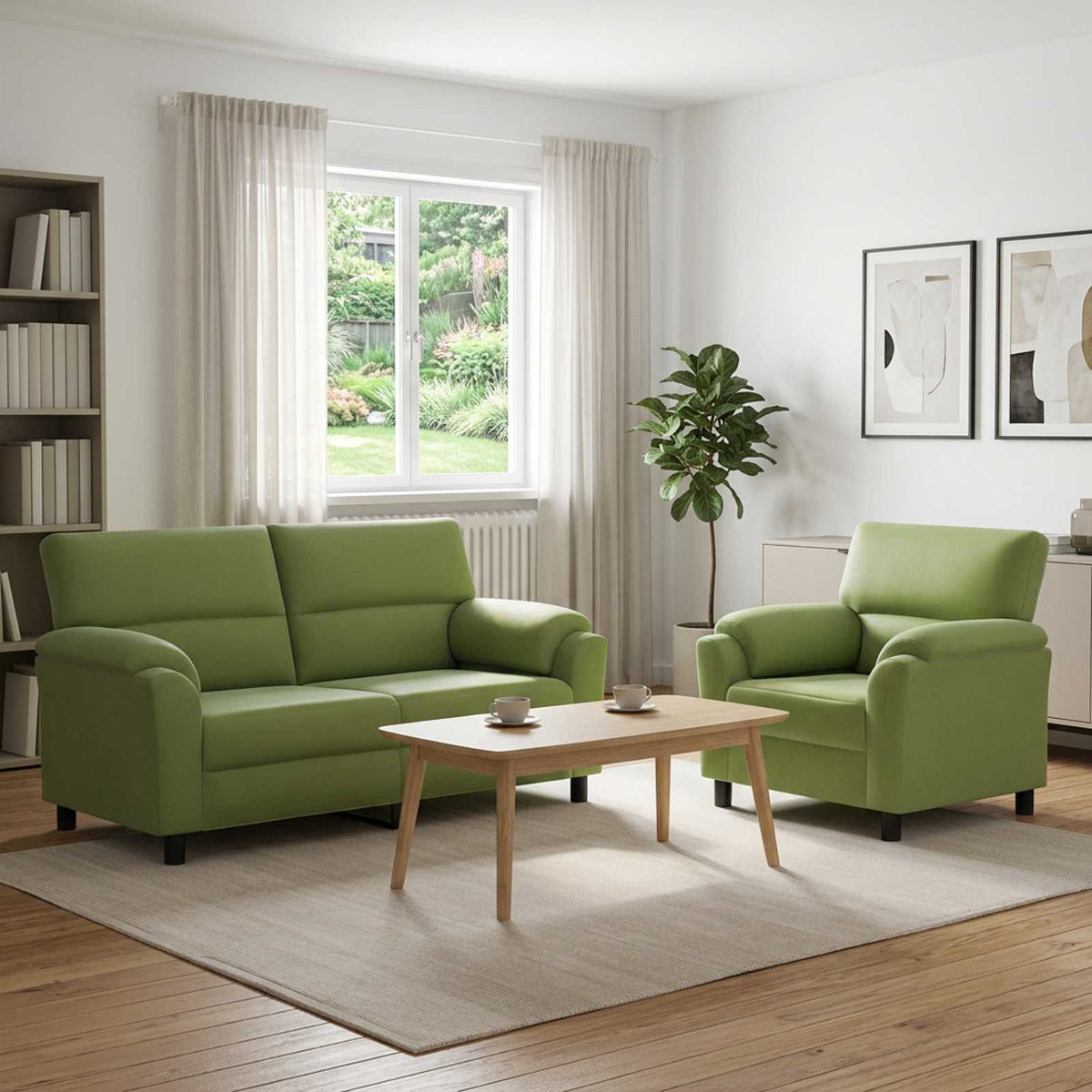 vidaXL Zestaw Sof 2 pcs Jasnozielony Welur