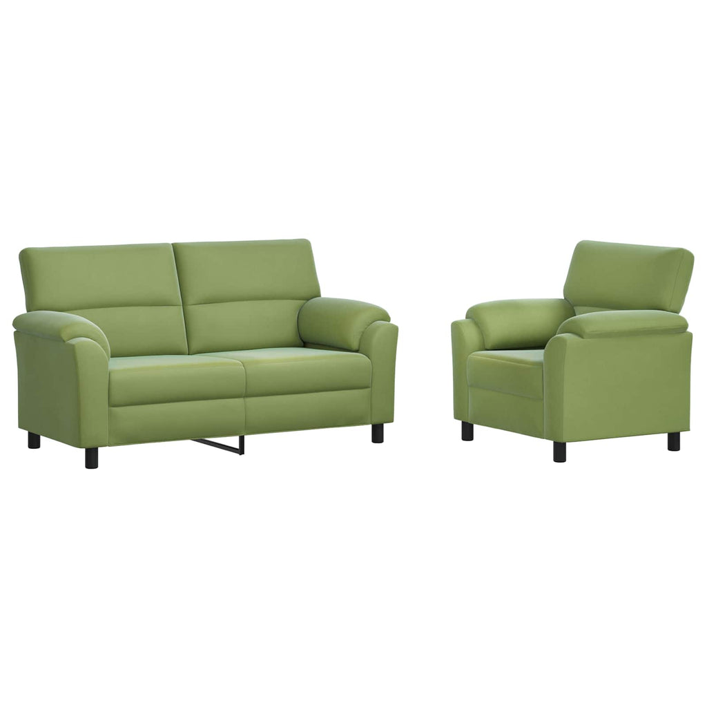 vidaXL Zestaw Sof 2 pcs Jasnozielony Welur