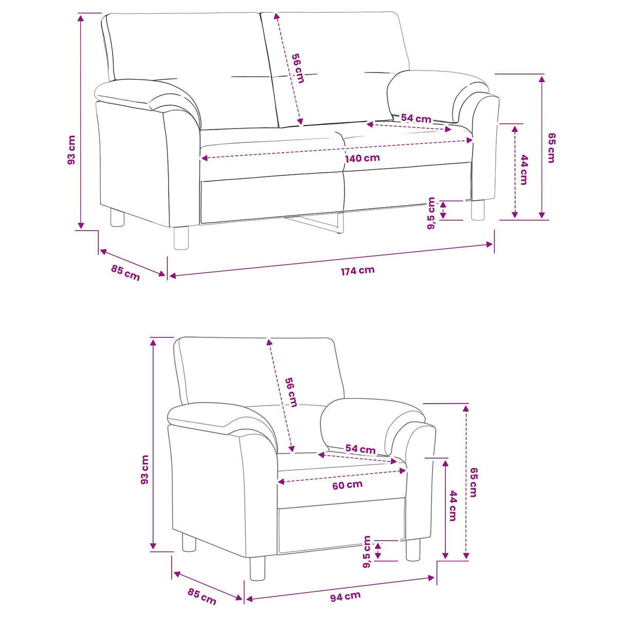 vidaXL Zestaw Sof 2 pcs Jasnozielony Welur