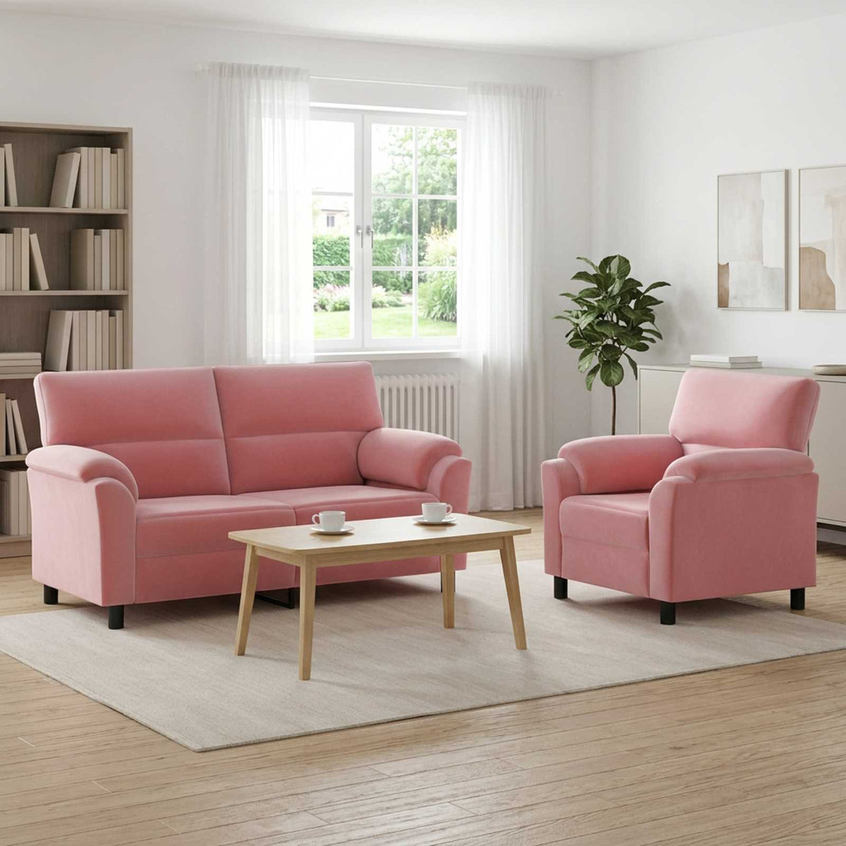 vidaXL Zestaw Sof 2 pcs różowy Welur