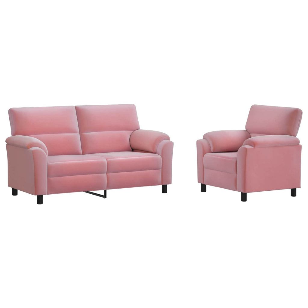 vidaXL Zestaw Sof 2 pcs różowy Welur