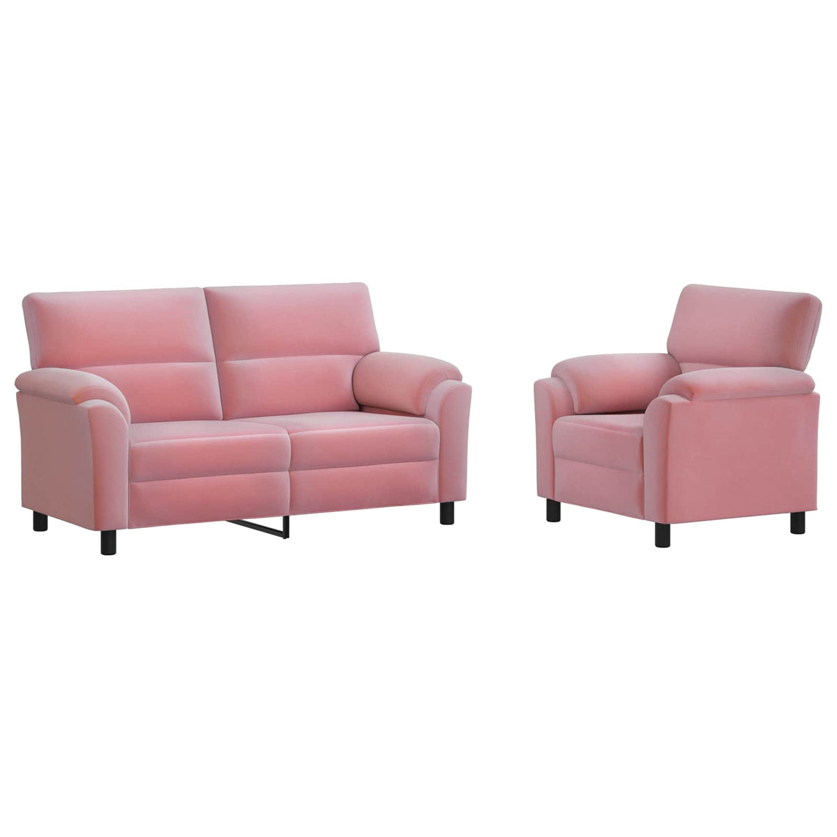 vidaXL Zestaw Sof 2 pcs różowy Welur