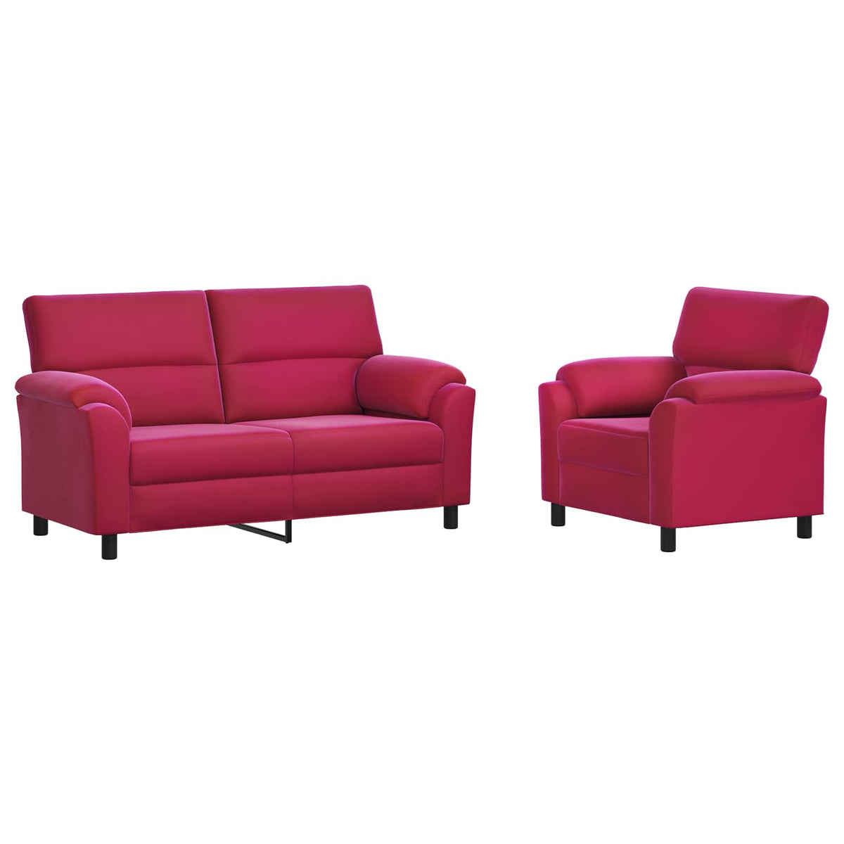 vidaXL Zestaw Sof 2 pcs Czerwone wino Welur