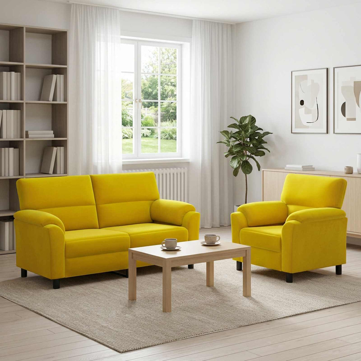 vidaXL Zestaw Sof 2 pcs żółty Welur