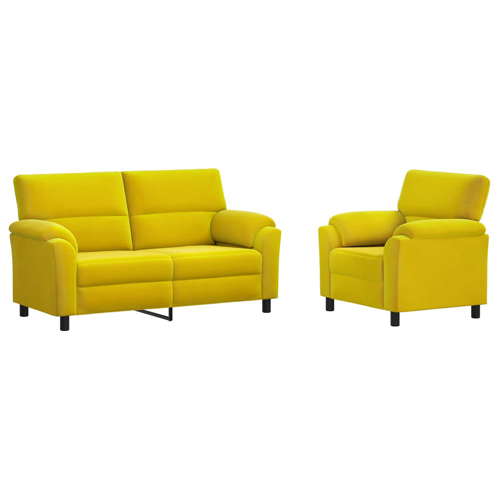 vidaXL Zestaw Sof 2 pcs żółty Welur