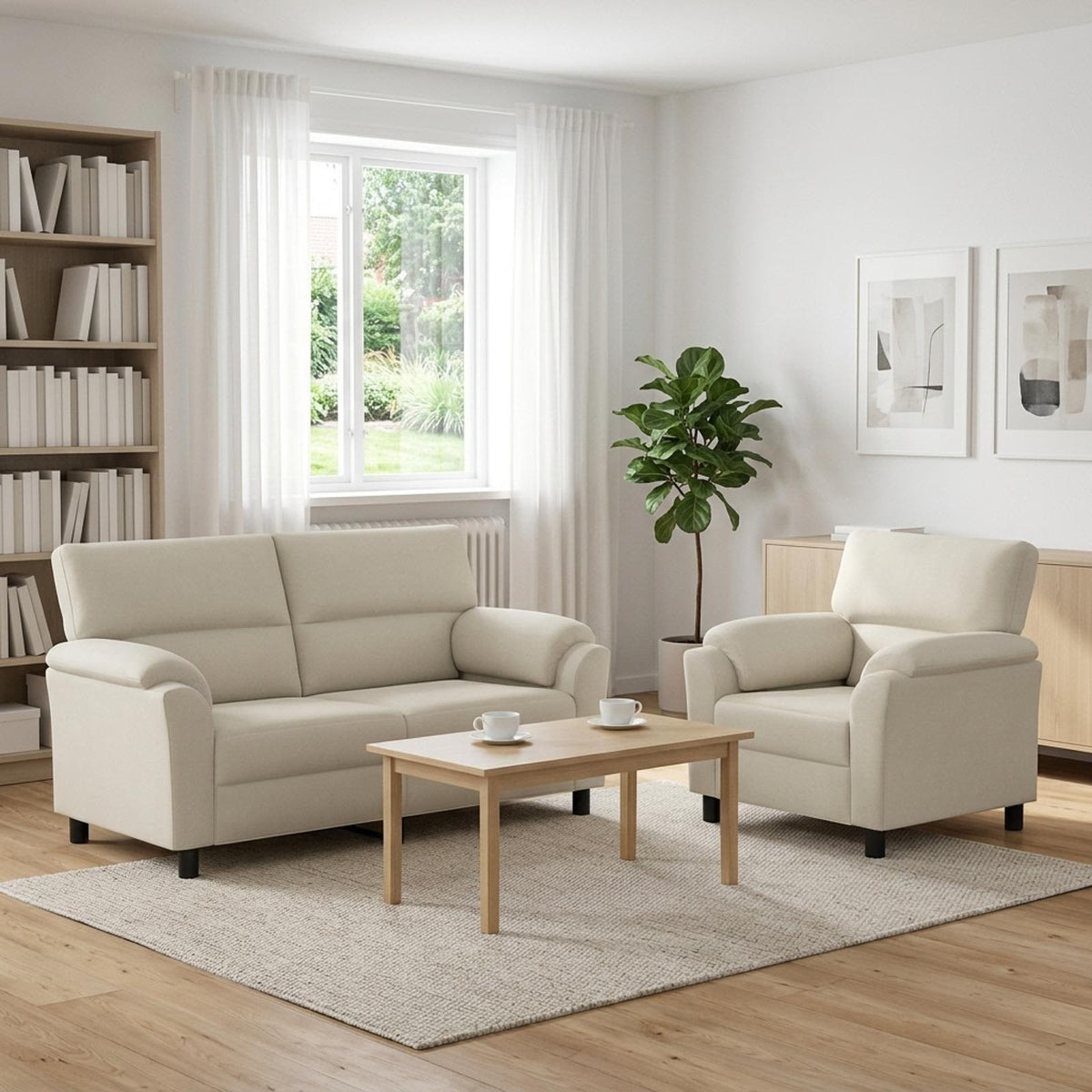 vidaXL Zestaw Sof 2 pcs kremowy Welur