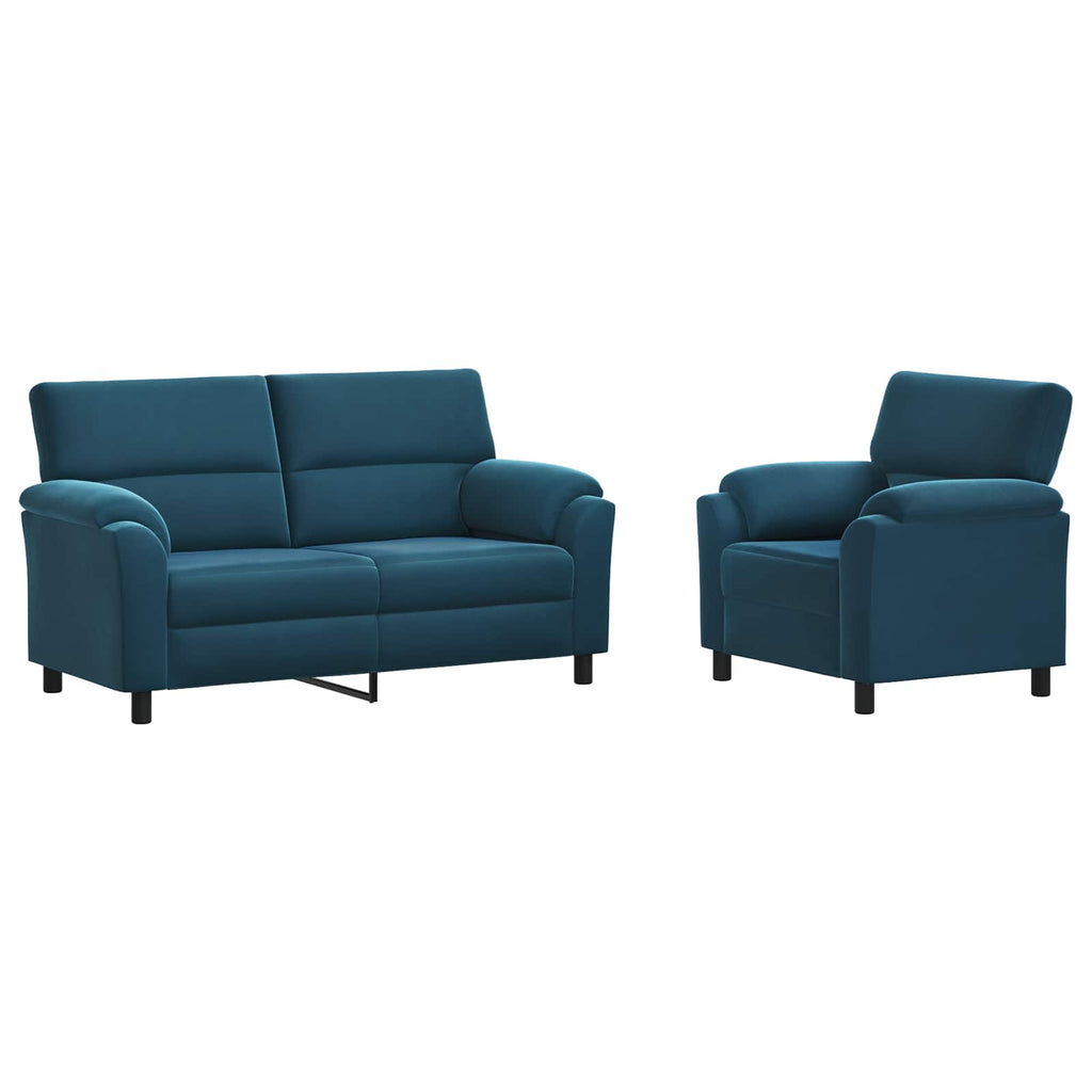 vidaXL Zestaw Sof 2 pcs niebieski Welur