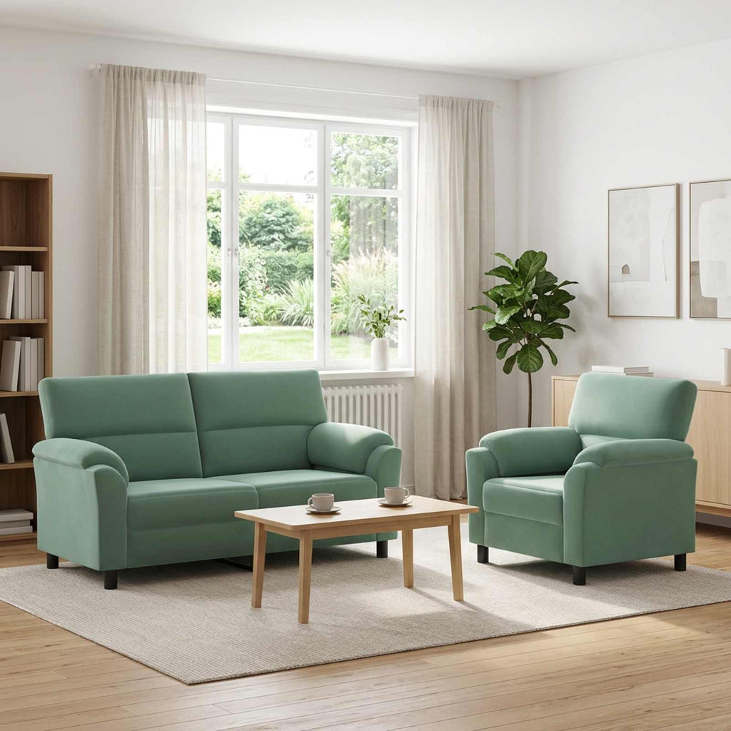 vidaXL Zestaw Sof 2 pcs Zielony morski Welur