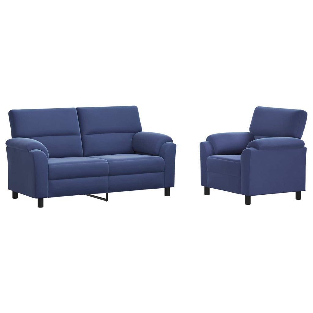 vidaXL Zestaw Sof 2 pcs Niebieski policyjny Welur