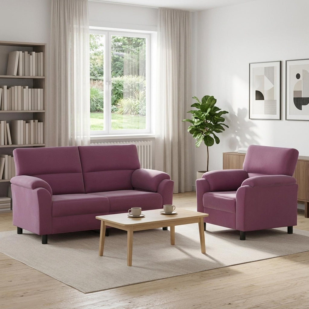 vidaXL Zestaw Sof 2 pcs Fioletowy Welur