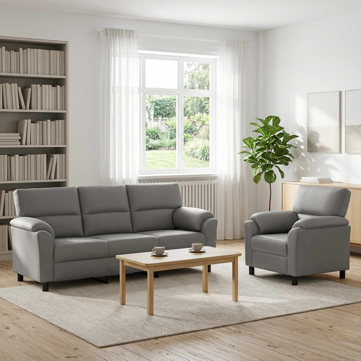 vidaXL Zestaw Sof 2 pcs jasnoszary Welur