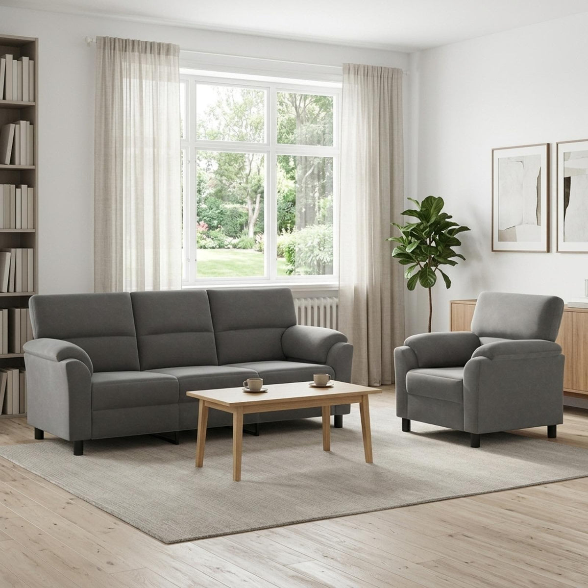 vidaXL Zestaw Sof 2 pcs ciemnoszary Welur