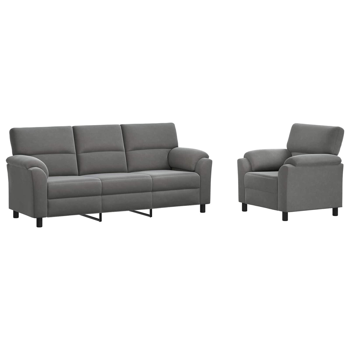 vidaXL Zestaw Sof 2 pcs ciemnoszary Welur