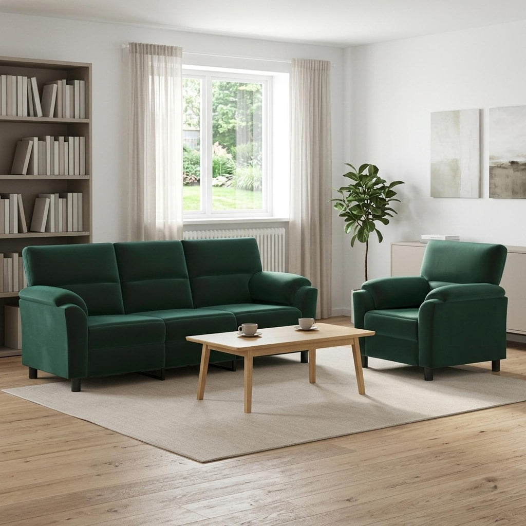 vidaXL Zestaw Sof 2 pcs Ciemnozielony Welur