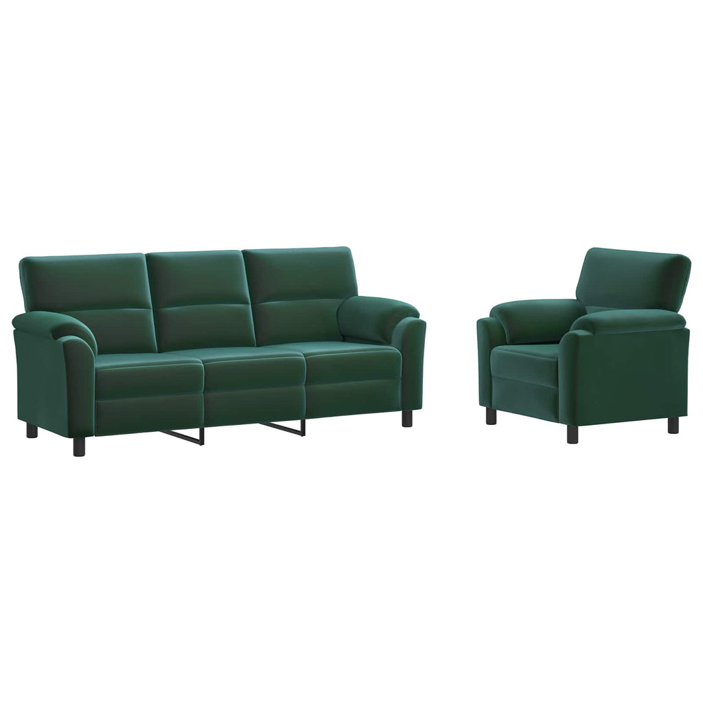 vidaXL Zestaw Sof 2 pcs Ciemnozielony Welur