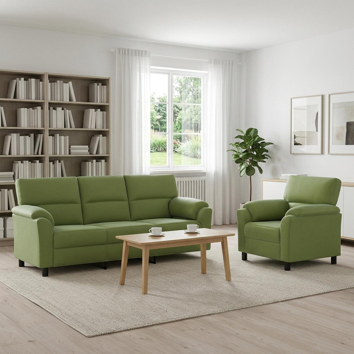 vidaXL Zestaw Sof 2 pcs Jasnozielony Welur