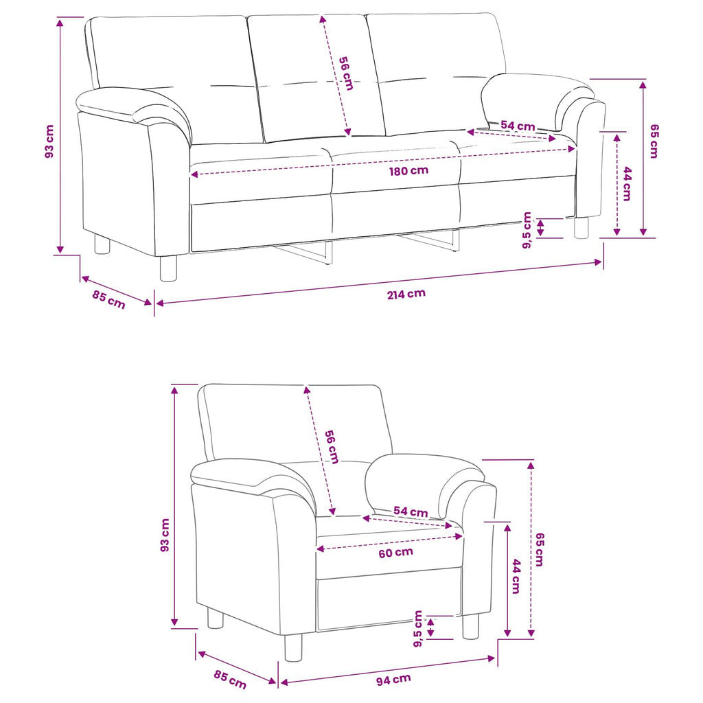 vidaXL Zestaw Sof 2 pcs Jasnozielony Welur